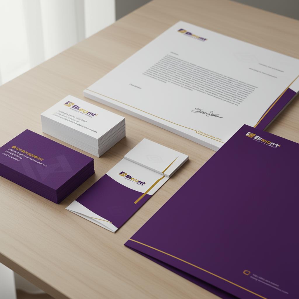 Stack of premium business cards, brochures and stationery